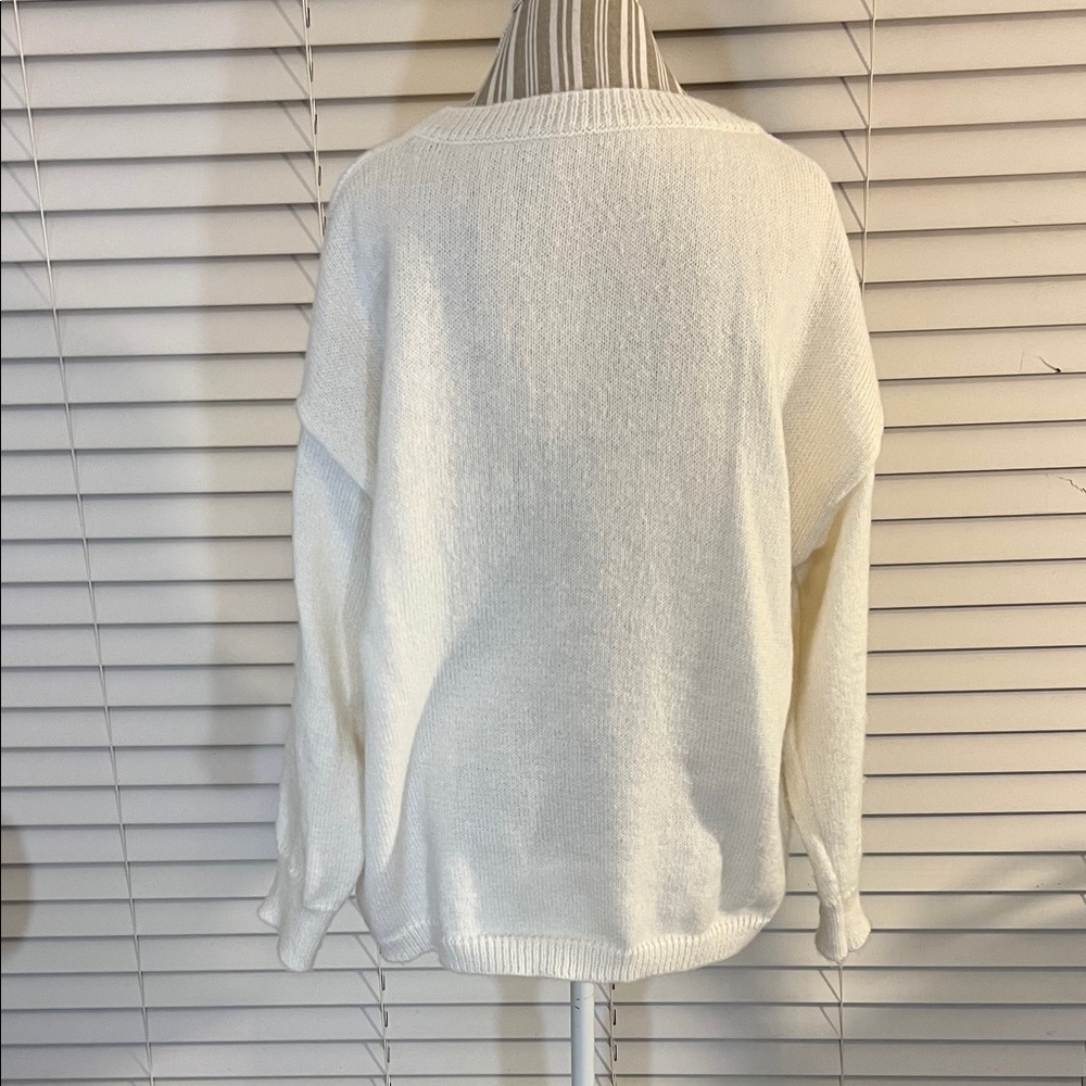 SHEIN White Sweater with Sequin Leaf Accents - Picture 6 of 12